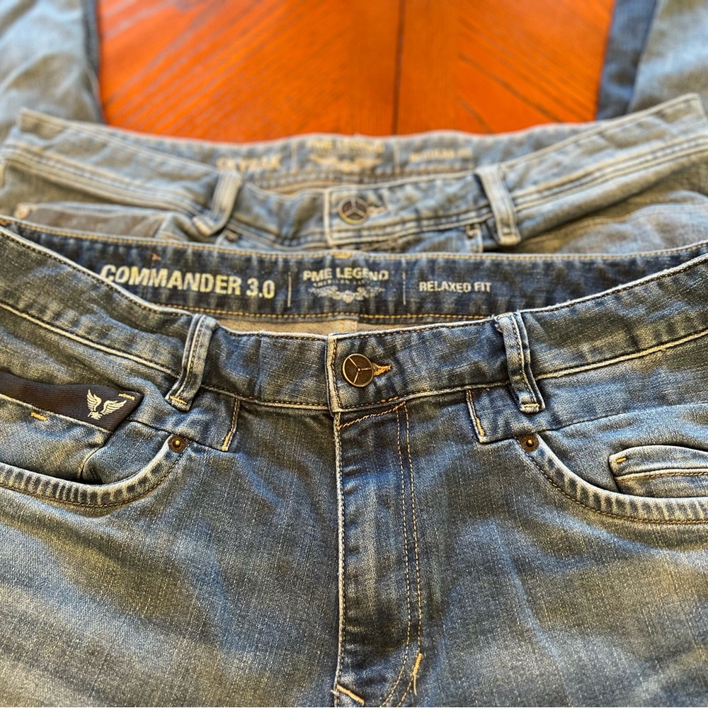 Lot of 2 PME Legend Blue Jeans Skyrak Regular and Commander 3.0 Relaxed 38x34